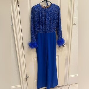 NADINE MERABI Electric Blue Sequin Evening Dress